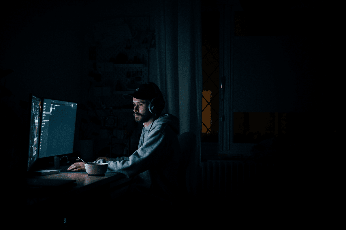 man working at night