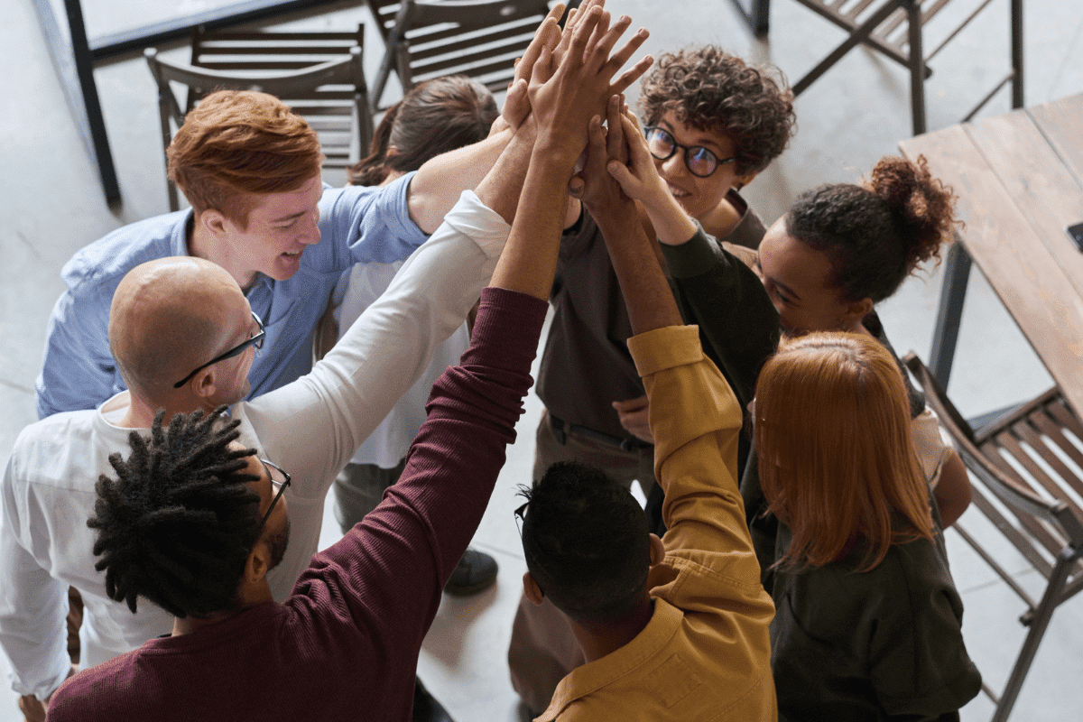 team together in-person