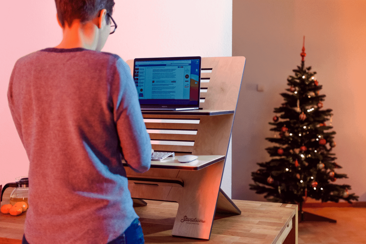 stressed remote worker at Christmas